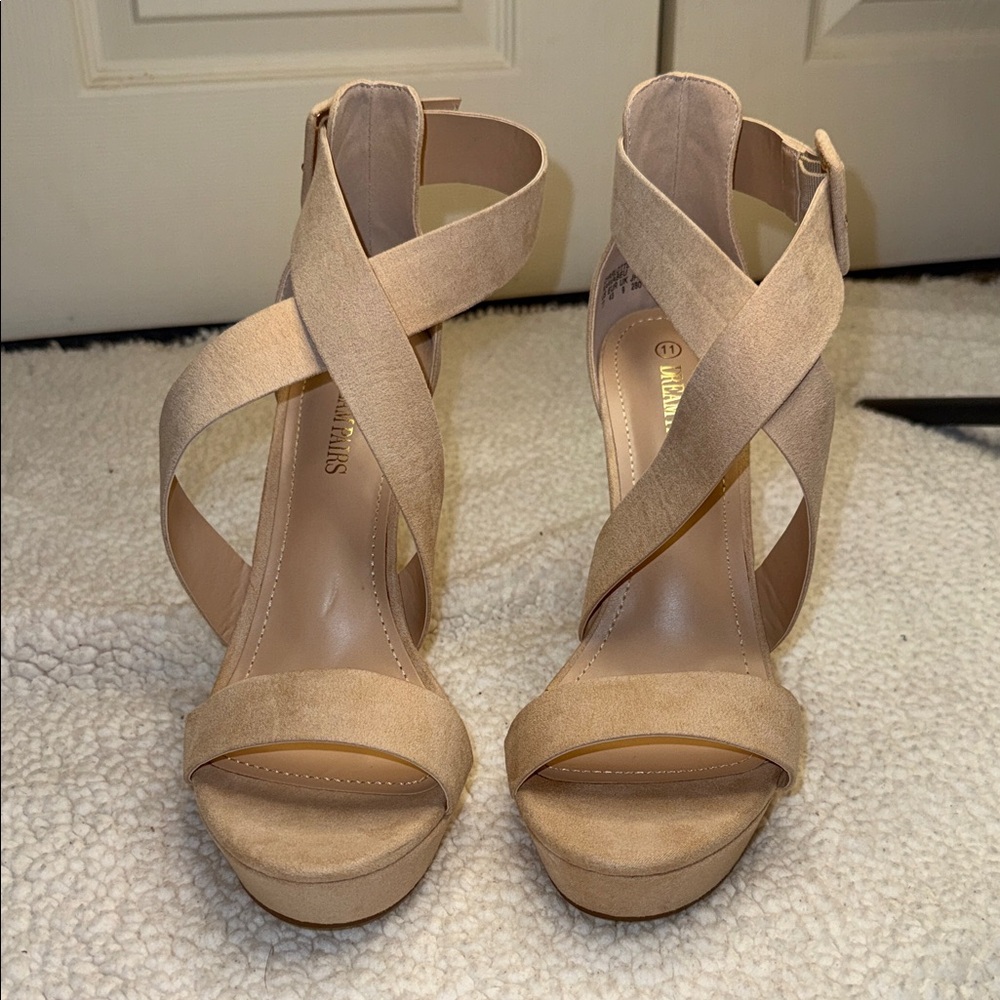 Dream Pairs Beige Strappy Heels